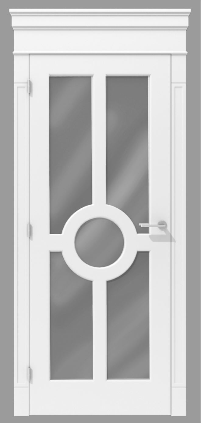 Klasyczne drzwi wewnętrzne z koroną i centralnym motywem koła – model K04