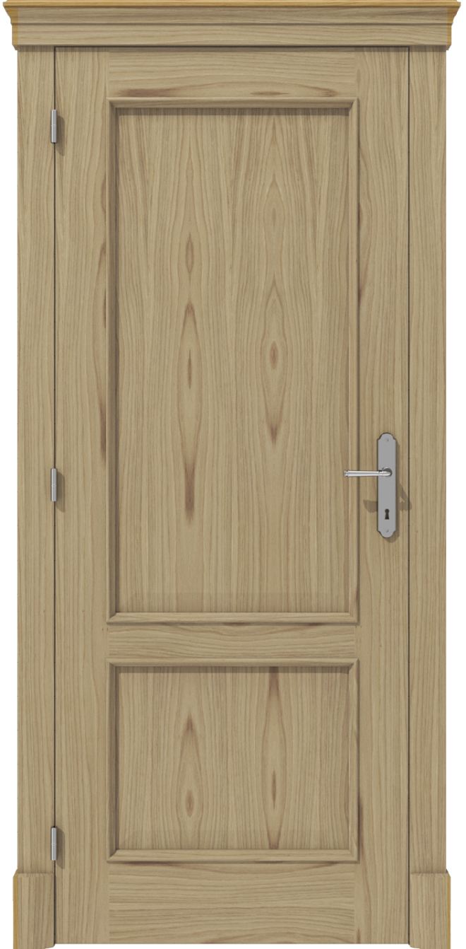 Klasyczne drzwi wewnętrzne fornirowane dębem z elementami z litego drewna – model K12
