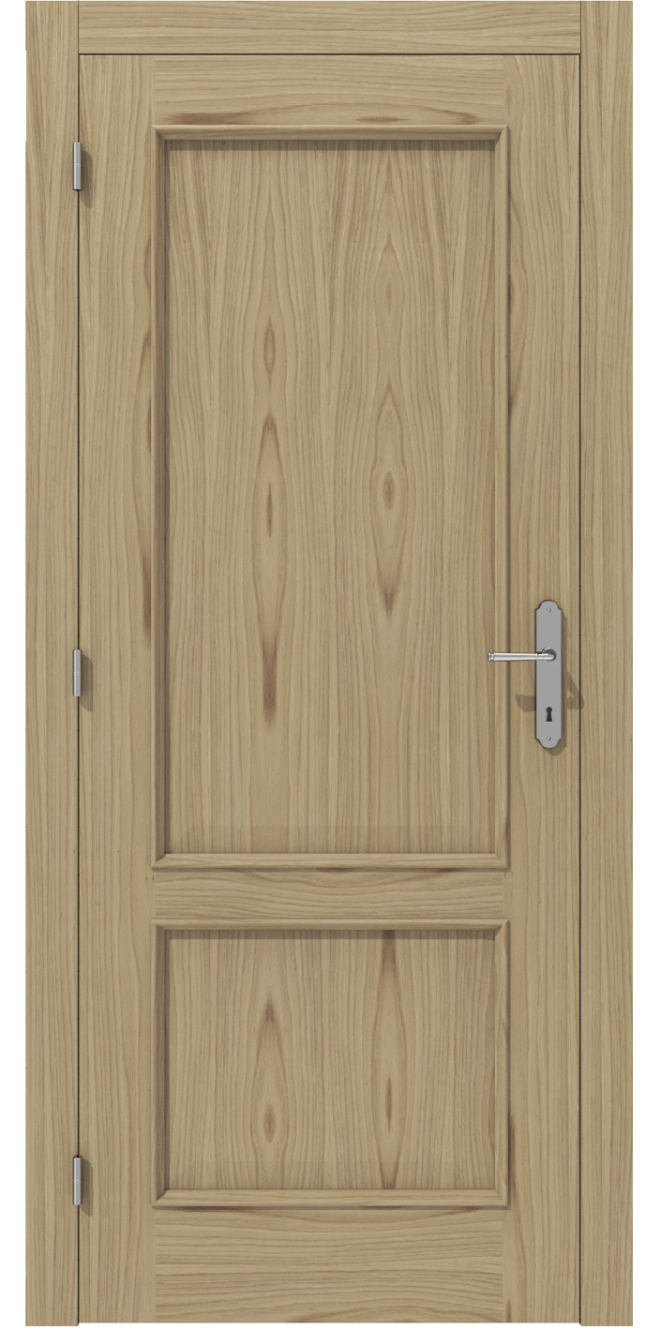 Klasyczne drzwi wewnętrzne fornirowane dębem z elementami z litego drewna – model K12